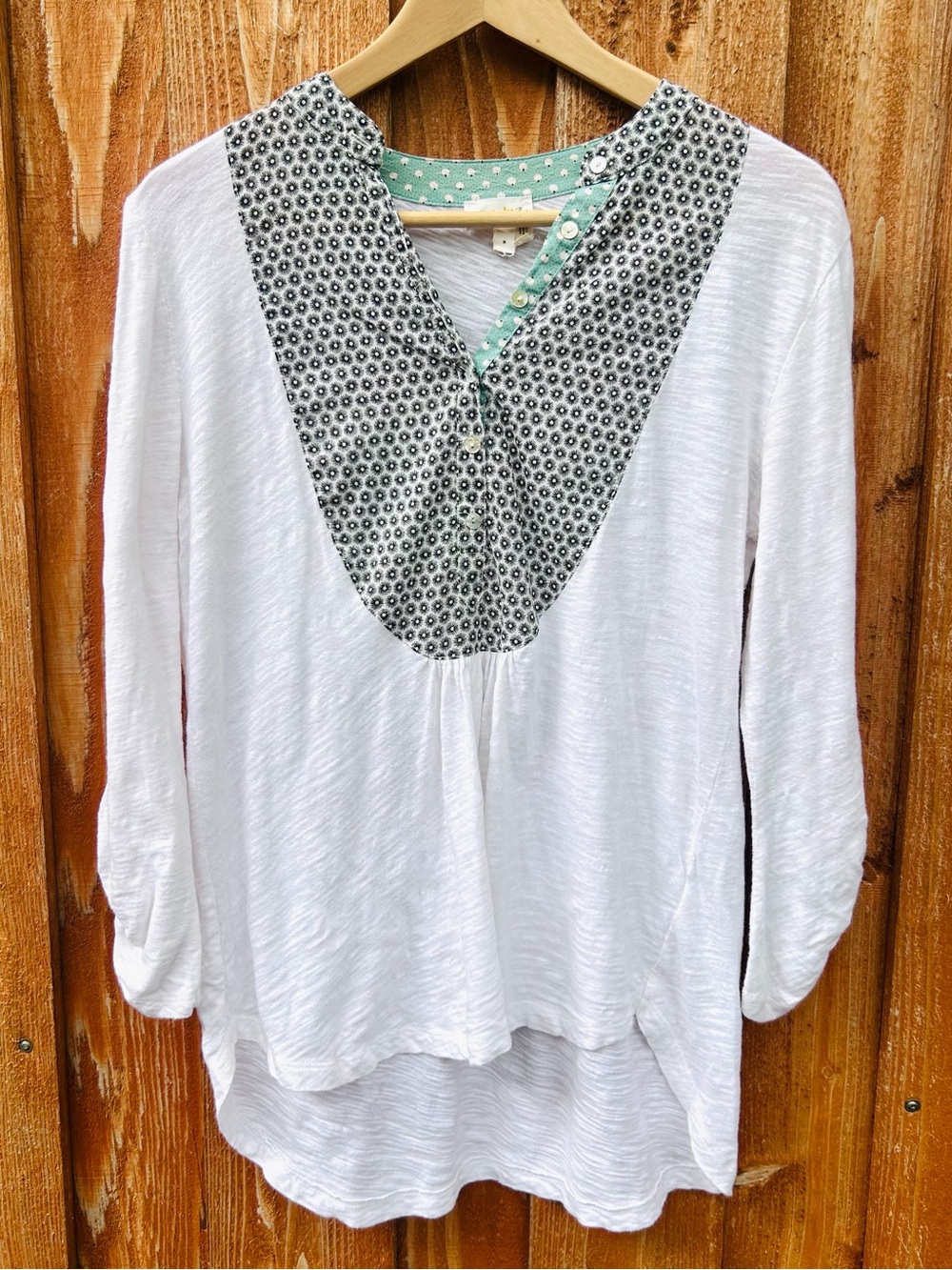 Anthropologie Meadow Rue Popover Boho Print Top Preppy Coastal Casual Size S
